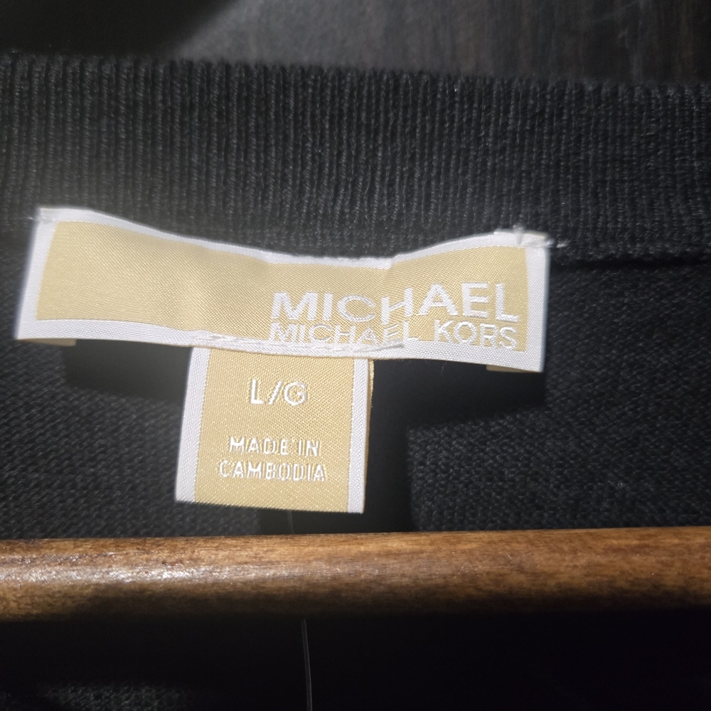 Michael Kors Black Cardigan with Gold Button Details Office Classic Sz Medium - Picture 6 of 7